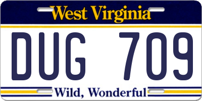 WV license plate DUG709