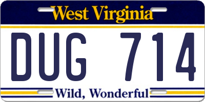 WV license plate DUG714