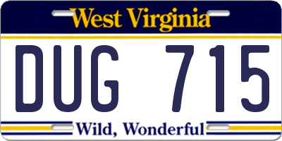 WV license plate DUG715
