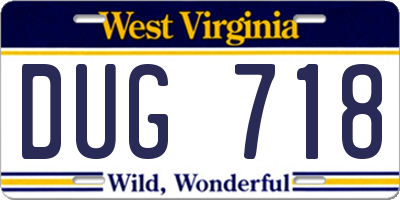 WV license plate DUG718