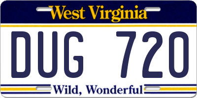 WV license plate DUG720