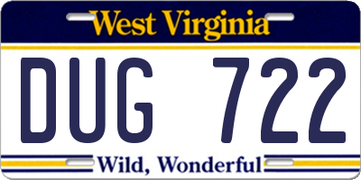WV license plate DUG722