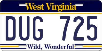 WV license plate DUG725