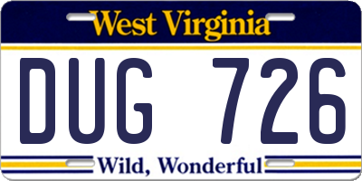 WV license plate DUG726