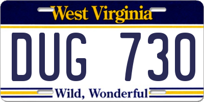 WV license plate DUG730