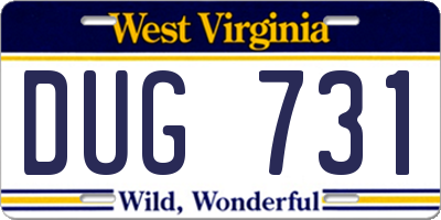 WV license plate DUG731