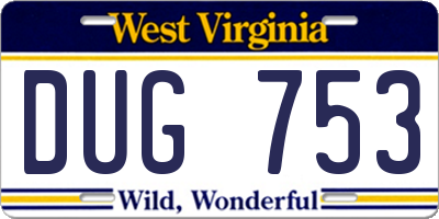 WV license plate DUG753