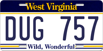 WV license plate DUG757