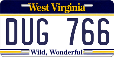 WV license plate DUG766