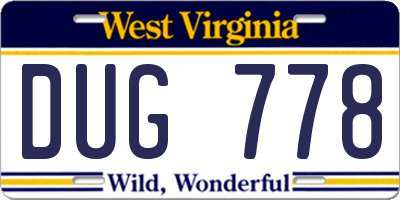 WV license plate DUG778