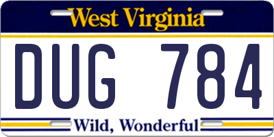 WV license plate DUG784