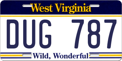WV license plate DUG787