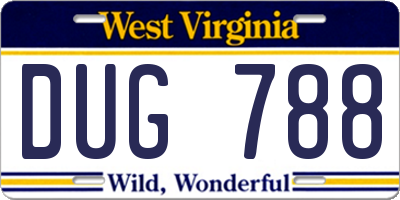 WV license plate DUG788