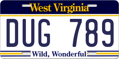 WV license plate DUG789