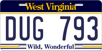 WV license plate DUG793