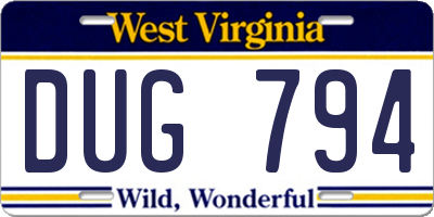 WV license plate DUG794