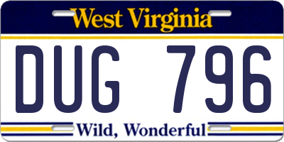 WV license plate DUG796