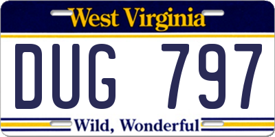 WV license plate DUG797