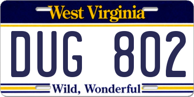 WV license plate DUG802
