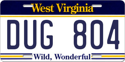 WV license plate DUG804
