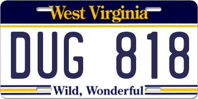 WV license plate DUG818