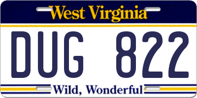 WV license plate DUG822