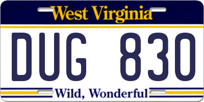 WV license plate DUG830