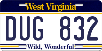 WV license plate DUG832