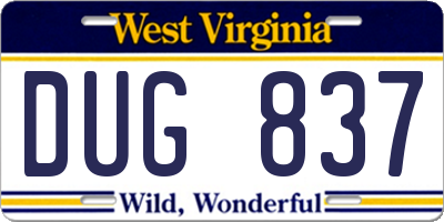 WV license plate DUG837
