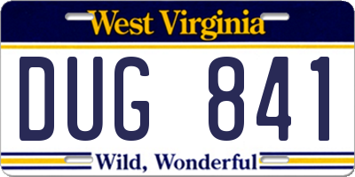 WV license plate DUG841