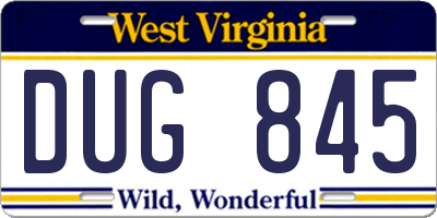 WV license plate DUG845