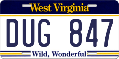 WV license plate DUG847