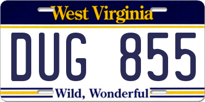 WV license plate DUG855