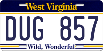 WV license plate DUG857