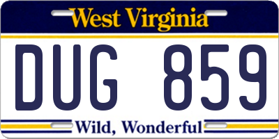 WV license plate DUG859
