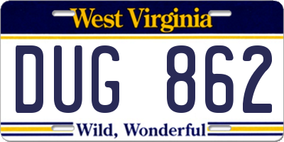 WV license plate DUG862