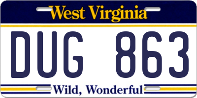 WV license plate DUG863
