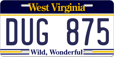 WV license plate DUG875