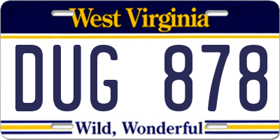 WV license plate DUG878