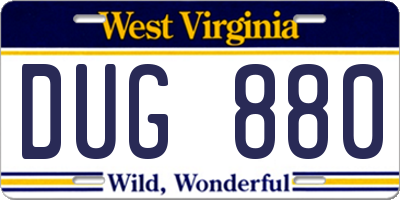 WV license plate DUG880
