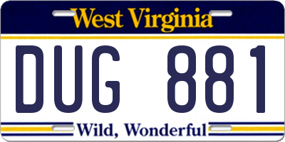 WV license plate DUG881