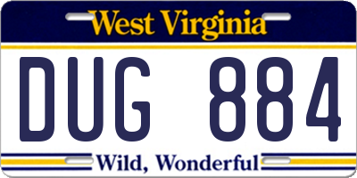 WV license plate DUG884