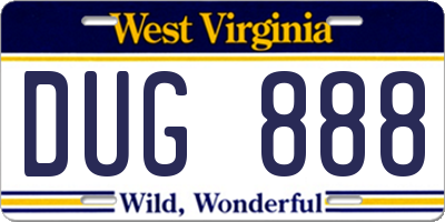 WV license plate DUG888