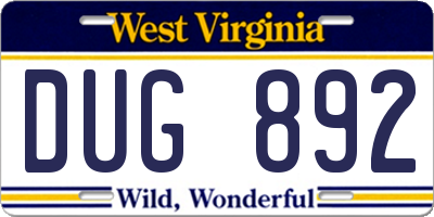 WV license plate DUG892
