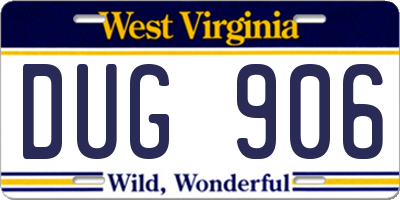 WV license plate DUG906