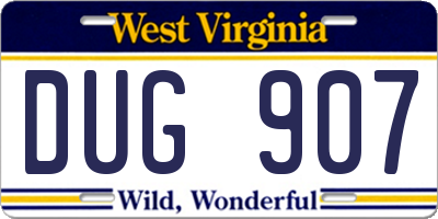 WV license plate DUG907