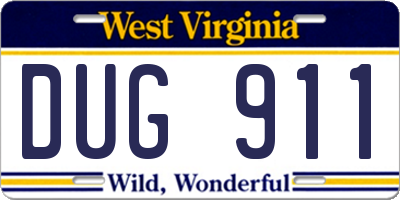 WV license plate DUG911