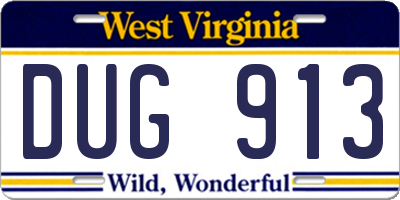 WV license plate DUG913