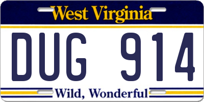 WV license plate DUG914