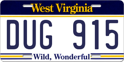 WV license plate DUG915